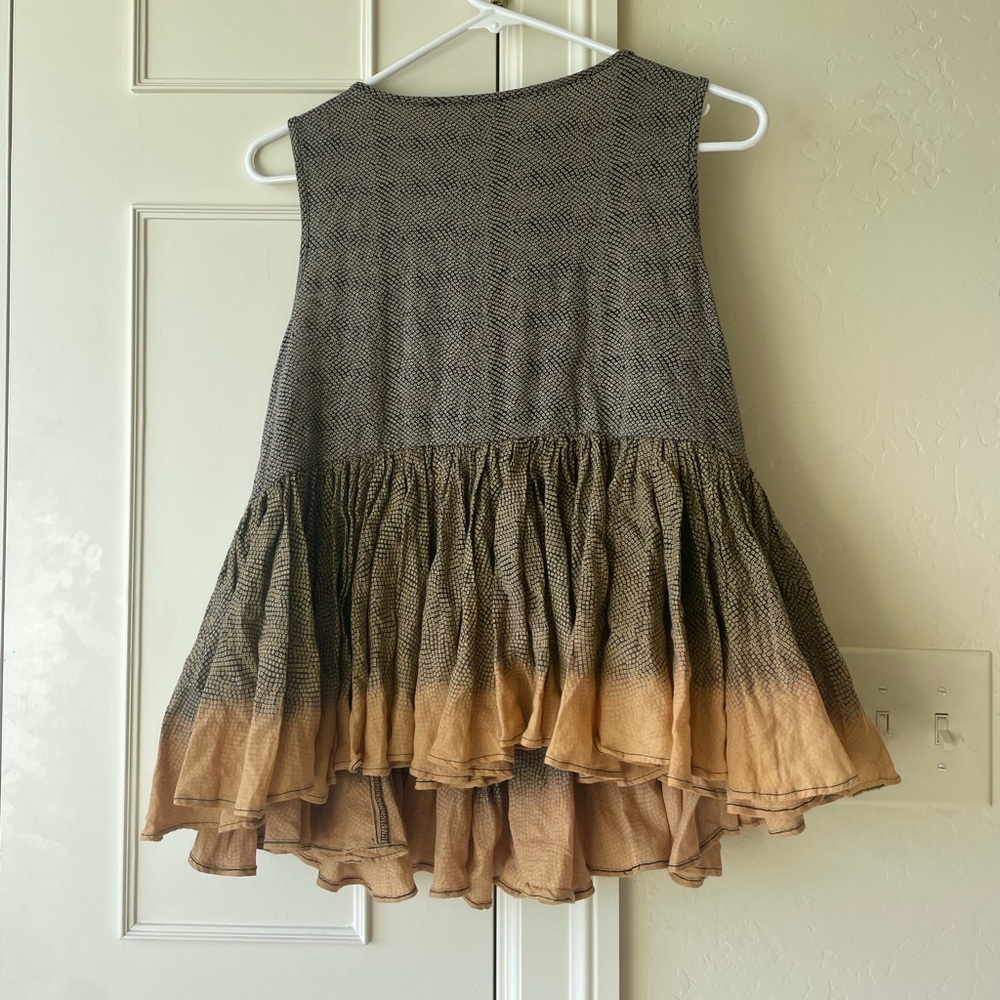 Anthropologie Akemi Kin Anaphora Tank Top Size Small Peplum Yellow Beaded Boho - Picture 7 of 9